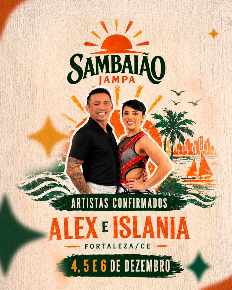 Arte de Alex e Islânia, artistas confirmados do Sambaião