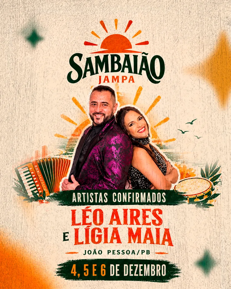 Arte de Léo Aires e Lígia Maia, artistas confirmados do Sambaião