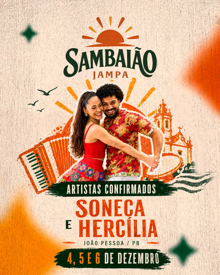 Arte de Soneca e Hercília, artistas confirmados do Sambaião